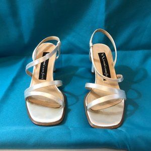Nina White satin dyeable Sandals